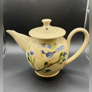 VTG Signed Bluebird Ceramic Teapot